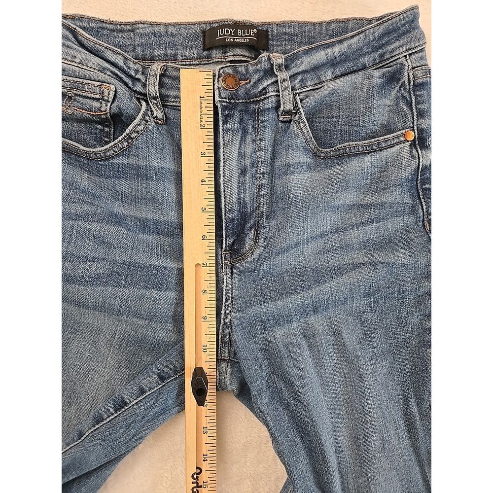 Judy Blue High-waisted Cropped Skinny Jeans Womans Sz 9/29 JB88259 Frayed Cuffs - Picture 8 of 14